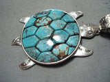 Colossal Turtle Vintage Native American Navajo Sterling Silver Inlaid Necklace-Nativo Arts