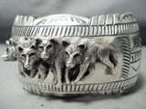 Pack Of Wolves Native American Navajo Sterling Silver Bracelet Cuff-Nativo Arts