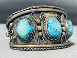 One Of The Best Vintage Native American Hopi Pilot Mountain Turquoise Sterling Silver Bracelet-Nativo Arts