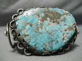 Best Vintage Native American Navajo Old Morenci Turquoise Sterling Silver Heavy Bracelet Old-Nativo Arts