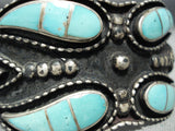 One Of The Most Unique Vintage Native American Zuni Wide Turquoise Sterling Silver Bracelet-Nativo Arts