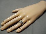 Striking Vintage Navajo #8 Turquoise Sterling Silver Native American Ring-Nativo Arts