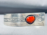 One Of The Most Unique Ever Vintage Native American Navajo Croal Sterling Silver Hinge Bracelet-Nativo Arts