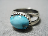 Dynamic Vintage Navajo Candelaria Turquoise Sterling Silver Ring Old Native American-Nativo Arts