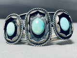 Very Old Vintage Native American Navajo Turquoise Sterling Silver Shadow Bracelet-Nativo Arts