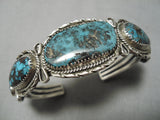 Important Vintage Native American Laguna Stevens Turquoise Sterling Silver Bracelet Old-Nativo Arts