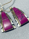Steve Francisco Native American Navajo Purple Stone Sterling Silver Earrings-Nativo Arts
