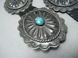 Sensational Vintage Native American Navajo Kingman Turquoise Sterling Silver Concho Belt Old-Nativo Arts
