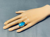 Terrific Native American Navajo Old Kingman Turquoise Sterling Silver Ring-Nativo Arts