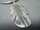 Impressive Navajo Sterling Silver Feather Necklace Native American-Nativo Arts