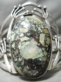Huge Frog Turquoise Vintage Native American Navajo Sterling Silver Bracelet Old-Nativo Arts