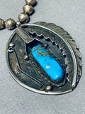 Beautiful Vintage Native American Navajo Old Morenci Turquoise Sterling Silver Necklace-Nativo Arts