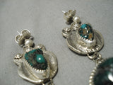 Museum Quality Vintage Native American Navajo Rare Turquoise Sterling Silver Earrings-Nativo Arts
