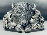 Heavy Buffalo Native American Sterling Silver Bracelet Cuff-Nativo Arts