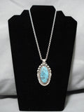 Marvelous Vintage Native American Navajo Blue Diamond Turquoise Sterling Silver Necklace-Nativo Arts