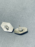 Superb Vintage Native American Navajo Sleeping Beauty Turquoise Sterling Silver Earrings-Nativo Arts