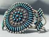 Exceptional Vintage Native American Zuni Blue Gem Turquoise Sterling Silver Bracelet Signed-Nativo Arts