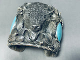 Strong Buffalo 241 Grams Native American Turquoise Sterling Silver Bracelet-Nativo Arts