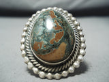 Incredible Navajo Green Kingman Turquoise Sterling Silver Ring Native American-Nativo Arts