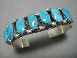 Superior Vintage Zuni Native American Blue Gm Turquoise Sterling Silver Bracelet-Nativo Arts
