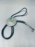 Godber Turquoise Vintage Native American Navajo Sterling Silver Bolo Tie-Nativo Arts