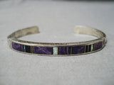 Incredible Vintage Native American Navajo Sugulite Opal Sterling Silver Inlay Bracelet-Nativo Arts