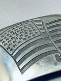 Very Unique American Flag Handmade Vintage Native American Navajo Sterling Silver Buckle-Nativo Arts