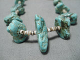 Marvelous Vintage Native American Navajo Graduating Turquoise Nugget Sterling Silver Necklace-Nativo Arts