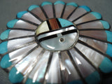 Marvelous Vintage Native American Zuni Turquoise Sterling Silver Pin/ Pendant Old-Nativo Arts