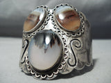 One Of Biggest Vintage Native American Navajo Agate Sterling Silver Bracelet Old-Nativo Arts