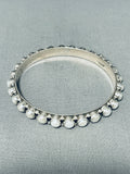 Astonishing Native American Navajo Pearl Sterling Silver Bangle Bracelet Signed-Nativo Arts
