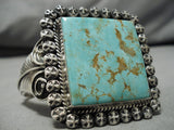 One Of The Best Vintage Native American Navajo Squared #8 Turquoise Sterling Silver Bracelet-Nativo Arts
