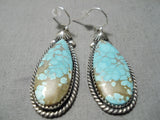 Important Vintage Native American Navajo #8 Turquoise Jeanette Dale Sterling Silver Earrings-Nativo Arts