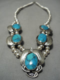 Fabulous Vintage Navajo/ Mexican Blue Diamond Turquoise Sterling Silver Necklace-Nativo Arts