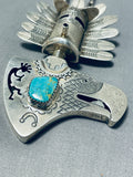 Most Detailed Kachina Eagle Turquoise Vintage Native American Navajo Sterling Silver Necklace-Nativo Arts