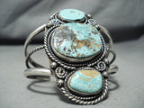 Towering Tripe Stone Turquoise Vintage Native American Navajo Sterling Silver Bracelet-Nativo Arts