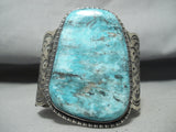 Rare Magnificent Native American Navajo Blue Diamond Turquoise Sterlng Silver Bracelet-Nativo Arts