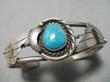 Marvelous Vintage Native American Navajo Kingman Turquoise Sterling Silver Bracelet Old-Nativo Arts