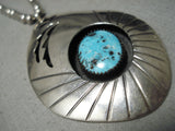 Museum Vintage Native American Navajo Persin Turquoise Sterling Silver Necklace Old-Nativo Arts