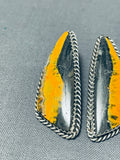 Exquisite Native American Navajo Honeybee Jasper Sterling Silver Earrings-Nativo Arts
