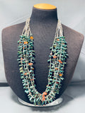 Native American Important Rye Whitegoat Green Turquoise Shell Vintage Necklace-Nativo Arts