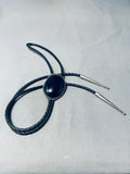 Captivating Vintage Native American Navajo Huge Black Onyx Sterling Silver Bolo-Nativo Arts