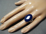 Stunning Navajo Lapis Sterling Silver Ring Native American Old-Nativo Arts