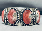 Pink Stone Heavy Native American Sterling Silver Bracelet-Nativo Arts