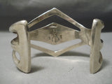 Superior Vintage Native American Navajo Lapis Inlay Sterling Silver Bracelet Cuff-Nativo Arts