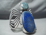 Colossal Spider Native American Navajo Coiled Turquoise Lapis Sterling Silver Bracelet-Nativo Arts