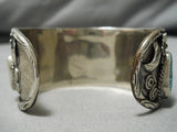 Rare Turquoise!! Vintage Native American Navajo Persin Sterling Silver Bracelet Old-Nativo Arts