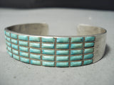 Many Rows Vintage Native American Zuni Turquoise Inlay Sterling Silver Bracelet-Nativo Arts