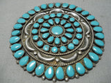 Important Vintage Native American Navajo Victor Moses Begay Turquoise Sterling Silver Pin Old-Nativo Arts