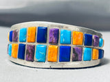 Southwest Rare Side Inlay Turquoise Sterling Silver Bracelet-Nativo Arts